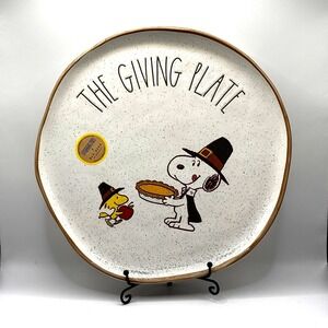 New Rae Dunn x Peanuts Snoopy Woodstock The Giving Plate Thanksgiving